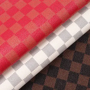 K1318 Checkerboard pattern printed leather Designer leather fabric custom alphanumeric printed faux leather purses and handbags