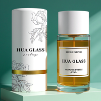 HUA GLASS Maßgefertigte Neue Design Luxus Zylinder Klare Parfümglasflasche 30ml 50ml 100ml Runde Leere Parfümflasche mit Weißem Deckel