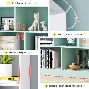 Mở Kệ 3-Lớp bằng gỗ Tủ Sách 10 khối ngắn ngang hiển thị tủ Organizer tầng đứng sáng trắng kết thúc - Product Image 5