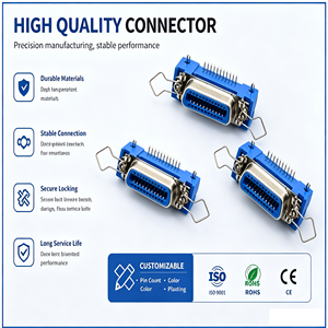 Connecteur parallèle 14-64 broches Champ, droit, à montage sur circuit imprimé, en aluminium, femelle, avec verrouillage par loquet, indice de protection IP68, modèle XPB 57BR - Product Image 1