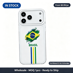 Custodia Magnetica Anti-Graffio <span class=keywords><strong>per</strong></span> <span class=keywords><strong>iPhone</strong></span> Serie 17/15 Pro Max & Plus, con Tema Nazionale Bandiera Brasiliana Blu <span class=keywords><strong>Giallo</strong></span> Verde - Product Image 1