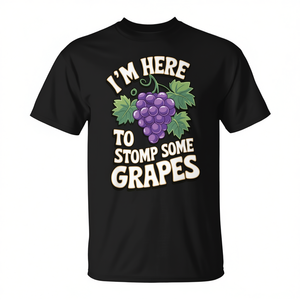Camiseta I'm Here To Stomp Some Grapes, camiseta promocional unisex negra para adultos - Product Image 2