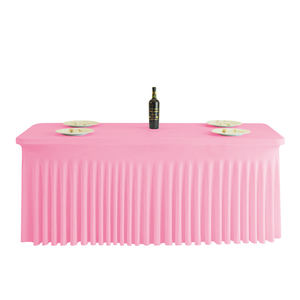 Настраиваемые фирменные белые прямоугольные чехлы на стол из спандекса 4ft 6ft 8ft для домашних банкетов Свадебные украшения - Product Image 6