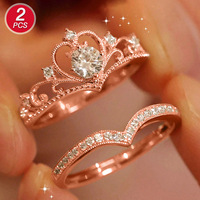 Bague esthétique en laiton plaqué or émaillé avec zircone cubique, bague de phalange de luxe transparente en forme de couronne, bague empilable pour femme, cadeau de fête