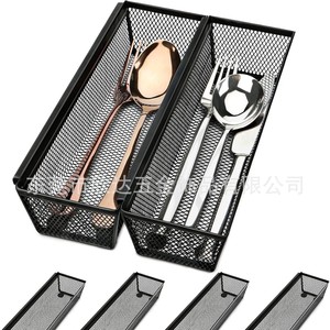 Metal Mesh <b>Storage</b> <b>Basket</b> <b>Black</b> 6Pcs Set Desktop Organizer For Office Kitchen Tableware Stationery - Product Image 5