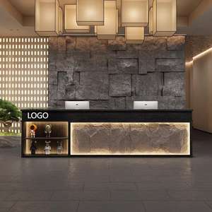 Mostrador de recepción de piedra <span class=keywords><strong>cultural</strong></span> para recepción, tienda de baño de pies, restaurante, <span class=keywords><strong>centro</strong></span> de preservación de la salud, barra de cajero personalizable - Product Image 5