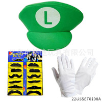Super Mario Anime Bühnenkostüm Zubehör-Set Charakterkleidung Mario Hut Mary Handschuhe Baseballkappe Dekoration