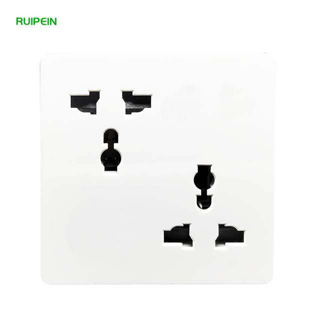 Electric Universal 6 Outlets 10A Copper Wall Socket with Switch and Multi-functional Design IP11 Rated AC250V Standard Grounding