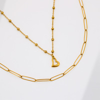 Collier créatif en forme de cœur Hip-hop pour femme, style Instagram, tendance, polyvalent, superposé, gothique, avec pendentif chaîne cubaine en tungstène, de niche
