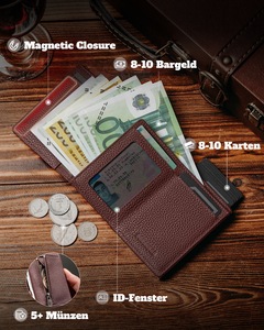 Portefeuille en cuir et aluminium à trois volets THUMBS-UP pour homme, motif litchi <span class=keywords><strong>violet</strong></span>, avec 10 emplacements pour cartes, protection RFID, poche à monnaie et fermeture magnétique - Product Image 6
