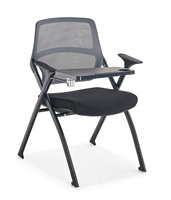 Chaise de conférence et de formation empilable moderne en tissu maillé multicolore pour bureau à domicile, avec tablette d'écriture intégrée