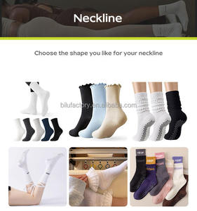 Chaussettes de yoga et de Pilates pour femmes, antidérapantes, avec logo personnalisé BiLu OEM, motif à volants, pour la vente en gros - Product Image 3