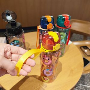 Cute Cartoon Donut Print Water Bottle Bpa Free Portable Travel Drinkware With Straw For Direct Drinking - Product Image 4