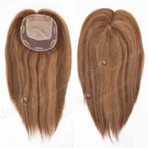 Fermaglio per capelli spessi di tutta una lunghezza da 12 pollici In Topper con corona superiore In seta Online, Topper per capelli femminili castani medi 5.5x6.5