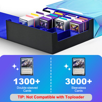 Organisateur de cartes professionnel Juzi 2400+ cartes sans pochettes, 4 rangées, pour cartes Magic TCG, cartes sportives, jeux de table, carrom, boîte personnalisable en cuir PU