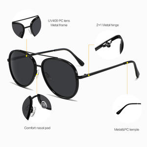 Gafas de Sol Conchen con Marco Ovalado, Metal Negro, UV400, Unisex, Protección Solar, Gafas para Conducir - Product Image 5