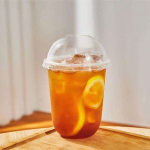 Gobelets jetables en plastique PET transparent noir de 89 mm en forme de U, avec logo personnalisé, pour café, boba, boissons froides, avec couvercle, 14 oz - Product Image 4