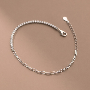 Joyería de moda 925 pulseras de cadena de <span class=keywords><strong>tenis</strong></span> de plata esterlina 3MM <span class=keywords><strong>fila</strong></span> de diamantes de circón pulseras chapadas en oro para mujeres - Product Image 2