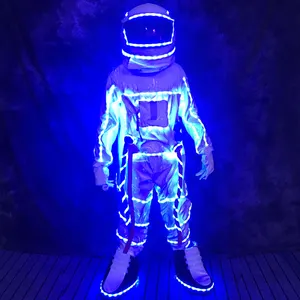 Super Low Price LED Clothing Adult Astronaut Cosplay Clothing Glow Dress Party Nightclub Space Mascot Glow Stage Costume
