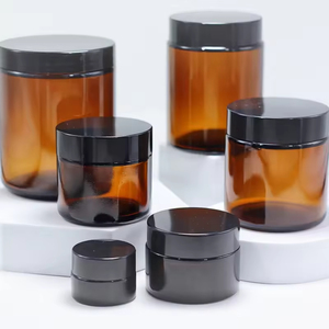 ขวดแก้วบรรจุภัณฑ์เครื่องสำอางขนาด 30 กรัม-270 กรัม พร้อมฝาเกลียวพลาสติกสีอำพัน/ดำ/ทอง สำหรับครีมทาหน้า ขายส่ง - Product Image 6