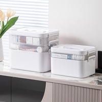 Boîte de rangement portable en plastique pour médicaments, trousse de premiers soins vide pour la maison et les voyages