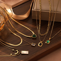 Colliers superposables de luxe minimaliste pour femme, style vintage, en acier inoxydable, avec chaîne serpent et pendentifs cœur et rectangle, ornés de zircon mélangé