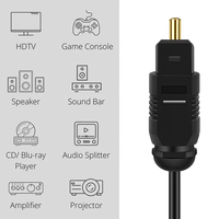 Câble optique numérique Toslink Mini Toslink plaqué or, cordon audio numérique en fibre optique mâle-mâle noir, plusieurs longueurs 1M-10M pour haut-parleur