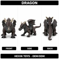 Dragon GRIS ÉCOLOGIQUE en PVC 13x5x8.8 CM avec ailes Sculpture peinte à la main Parfait pour la décoration de bureau