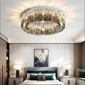 Lámpara colgante de cristal de techo led de metal de lujo con anillo redondo moderno para sala de estar creativa de fabricantes - Product Image 2