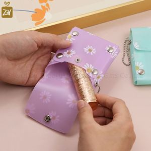 <b>Lipstick</b> Case Keychain PVC Vertical Clear <b>Lipstick</b> Pouch Flower Printed Waterproof <b>Mini</b> Storage - Product Image 3