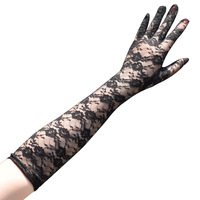 Mode classique couleur dentelle fleur fête femmes longs gants fête Banquet mariage longues femmes dentelle Sexy gant