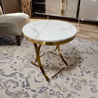 Table basse ronde moderne avec dessus en marbre et cadre en métal Table basse de salon élégante