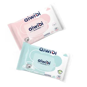 Aiwibi Wholesale Custom Baby Lint Free Wet Wipe Hypoallergenic Skin Care Durable Baby Wipes For Baby 20Pcs