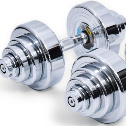 Wholesale Durable Cheap Silver Gym Set Chrome Rotating Adjustable Steel Dumbbell