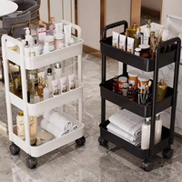 Chariot de rangement mobile à roulettes YF3750 à 3/4 niveaux, organisateur en plastique pour la cuisine, chariot de ménage, chariot mobile, étagère à livres