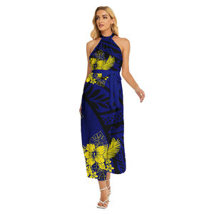 Island Prom Tropical Pattern Halter Dress Sexy Slim Fit Samoan Polynesian Tradition Ropa de gran tamaño Elegante Vestidos de mujer - Product Image 5