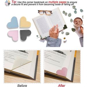 Marque-pages en cuir PU personnalisés en forme de cœur pour promotions avec logo, adorables marque-pages d'angle de page, accessoires de lecture, marque-pages en PU en gros - Product Image 5