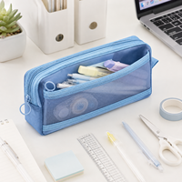 Trousse à crayons de grande capacité, sac à stylos en maille Oxford à double fermeture éclair, pochette de rangement de papeterie pour étudiants à plusieurs compartiments, 4 couleurs