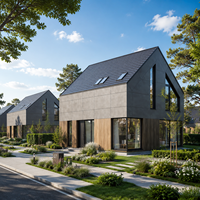 Villa familiale modulaire préfabriquée à deux étages, semi-attachée, à pignon, en acier léger, pour le développement de logements résidentiels