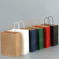 Sac en papier kraft personnalisé éco-recyclé blanc brun emballage alimentaire à emporter de restaurant poignée torsadée numérique classique pour portefeuille