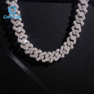ลดราคาพิเศษ สร้อยคอเงินแท้ S925 ขนาด 18 มม. แบบ Cuban Link 2 แถว ประดับเพชรโมอิสซาไนต์ สไตล์ฮิปฮอป เครื่องประดับคุณภาพสูง สร้อยคอผู้ชาย ผ่านการทดสอบเพชร GRA - Product Image 1
