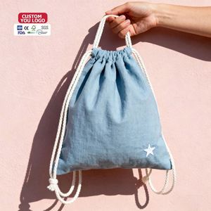 Custom Natural Cotton Durable Zipper Closure <b>Backpack</b> Eco-Friendly 100% Cotton Canvas Storage Dust Bag Thermal Dye Sublimation - Product Image 1