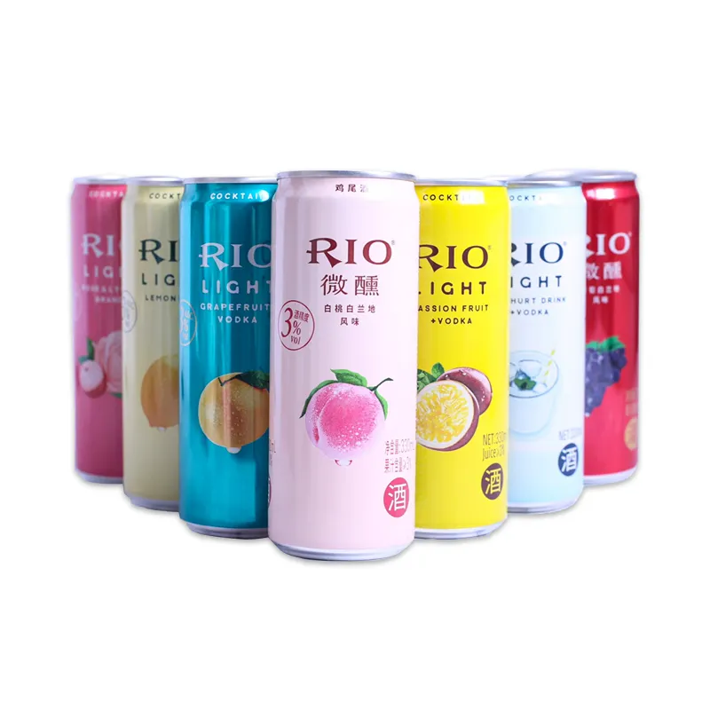 Atacado lanches exóticos Rio Cocktail alcoólico bebidas 330ml Brandy frutas bebidas alcoólicas carbonatadas bebidas exóticas