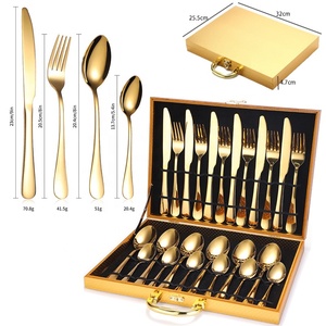 Cheap Price Luxury Nordic Hot Selling Stainless Steel Gold Color <b>Flatware</b> Sets for Restaurant Hotel - Product Image 1