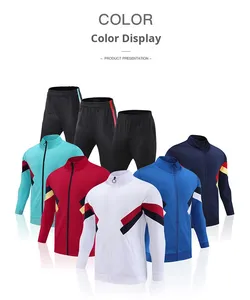 Conjunto Deportivo Personalizado <span class=keywords><strong>de</strong></span> Fábrica para <span class=keywords><strong>Hombre</strong></span>, 100% Poliéster, Chaqueta Deportiva <span class=keywords><strong>de</strong></span> Fútbol, Elástica, Transpirable, <span class=keywords><strong>de</strong></span> Secado Rápido, para Entrenamiento Físico - Product Image 4
