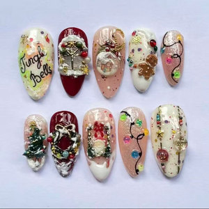 Venta al por mayor nuevo estilo de prensa de Navidad en los juegos de <span class=keywords><strong>uñas</strong></span> de acrílico artificial para la Navidad - Product Image 1