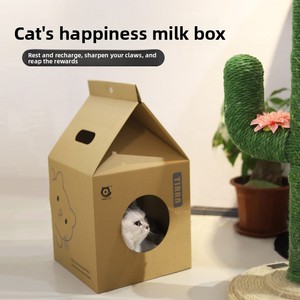 Cuccia per Gatti Fai-da-Te in Cartone Ondulato Pieghevole, Ecologica, con Tiragraffi Integrato, per Interni - Product Image 3