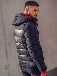 Prix combiné nouvelle veste coupe-vent manteau en duvet col mince décontracté coton rembourré coupe-vent noir vestes à glissière décontracté streetwear - Product Image 4