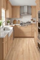 Armoires de cuisine de style américain CBMmart avec panneaux en mélamine à grain de bois, évier personnalisé