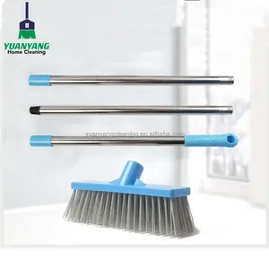 Stainless Steel Long Handle Floor Sweeper Tpr Plastic Brushes Soft Magic Floor Cleaning Brooms With Dustpan Set